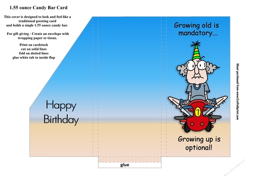 Growing Old Is Mandatory... Birthday Small Chocolate Bar Pocket Card (light skin tone)