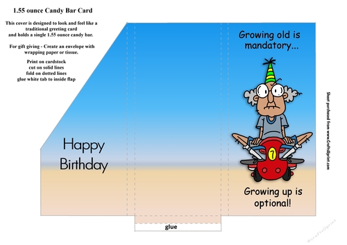 Growing Old Is Mandatory... Birthday Small Chocolate Bar Pocket Card (medium skin tone)