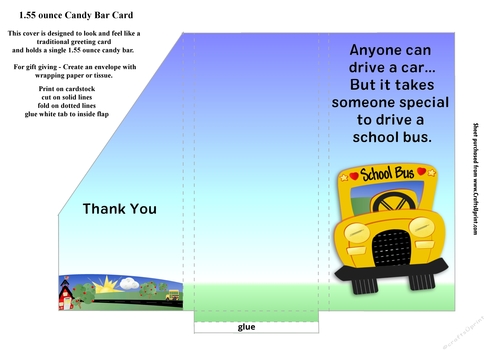 School Bus Driver Thank You Small Chocolate Bar Pocket Card 