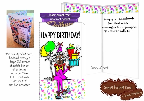 Social Media Birthday Sweet Pocket Card (dark skin tone)