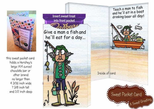 Give A Man A Fish ... Sweet Pocket Card (medium skin tone)