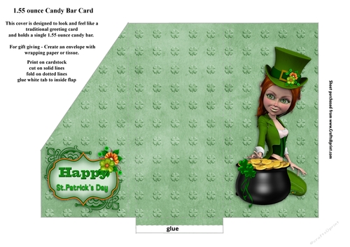 St. Patricks Day Sweetie Candy Bar Card For 1.55 ounce Candy Bar