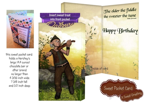 The Older The Fiddle Birthday Large Candy Bar Pocket Card
