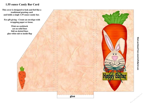 Carrot Easter Candy Bar Card For 1.55 ounce Candy Bar