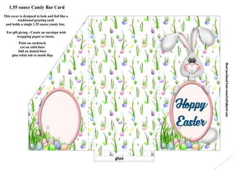 Hoppy Easter Candy Bar Card For 1.55 ounce Candy Bar