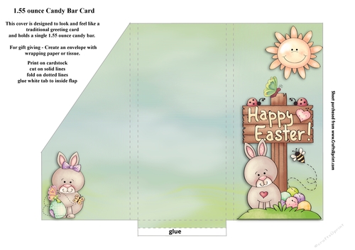 Easter Time Candy Bar Card For 1.55 ounce Candy Bar