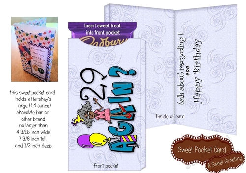 29 again? Large Candy Bar Pocket Card (dark skin tone)