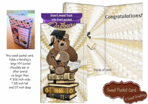 Graduation Bear Large Candy Bar Pocket Card 