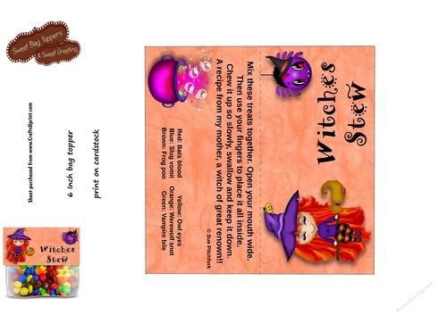 DIY Witches Stew 6 inch Halloween Treat Bag Topper