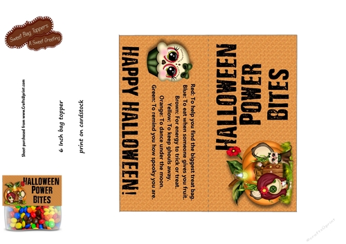 DIY Halloween Power Bites 6 Inch Treat Bag Topper