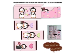 Female Penguin Valentines Day 1.55 ounce Chocolate Bar Trio Gift Box