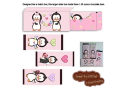 Male Penguin Valentines Day 1.55 ounce Chocolate Bar Trio Gift Box