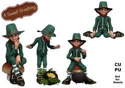 Saint Patricks Day  Leprechaun In Green Suit With Pot of Gold