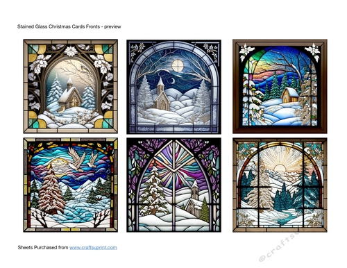 Stained Glass Christmas Scene Card Fronts