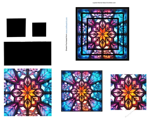 Layered stained Glass Snowflake Card