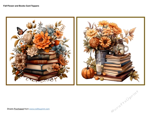 Fall Flowers and Books Card Toppers