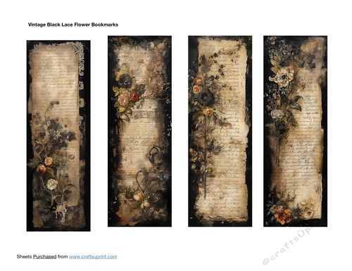 Vintage Black Lace Flower Bookmarks