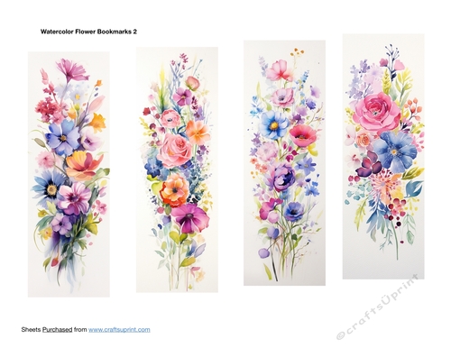 Watercolor Flower Bookmarks 
