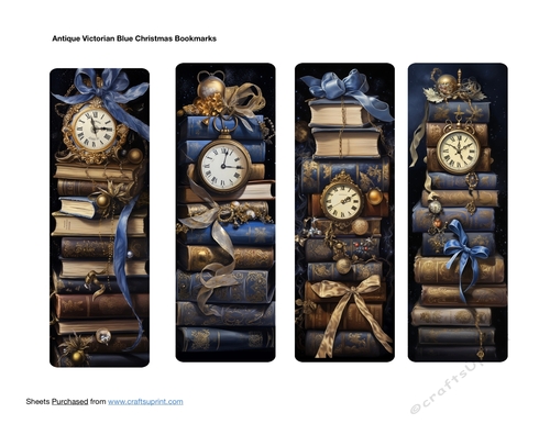 Antique Victorian Blue Christmas Bookmarks