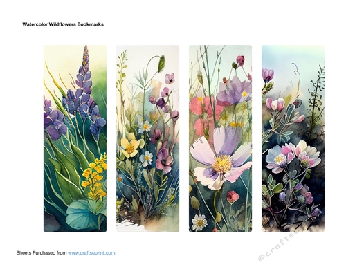 Watercolor Wildflowers Bookmarks