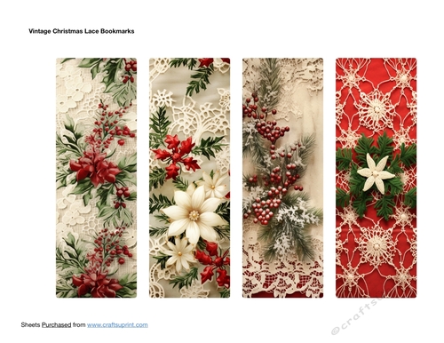 Vintage Christmas Lace Bookmarks