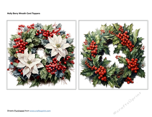 Holly Berry Wreath Card Toppers