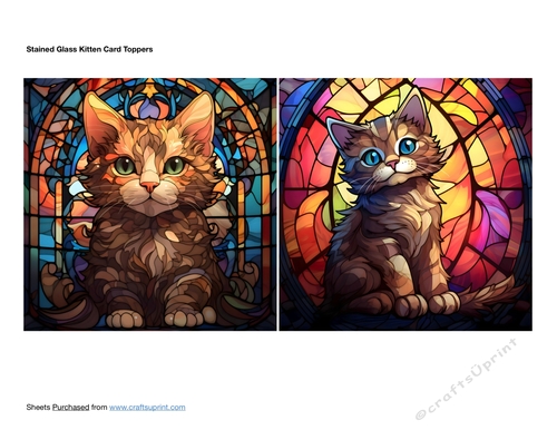 Stained Glass Kitten Card Toppers