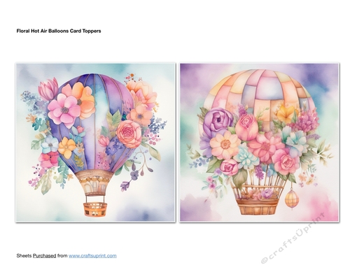 Floral Hot Air Balloons Card Toppers