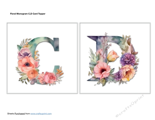 Floral Monogram C,D Card Toppers