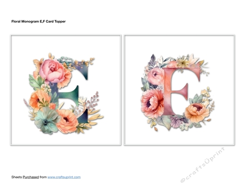 Floral Monogram E,F Card Toppers