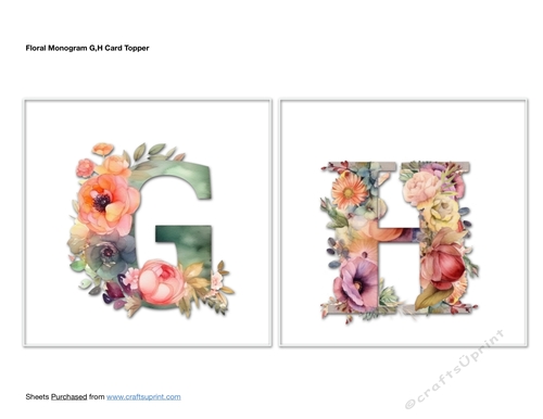 Floral Monogram G,H Card Toppers