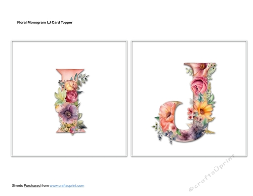Floral Monogram I,J Card Toppers