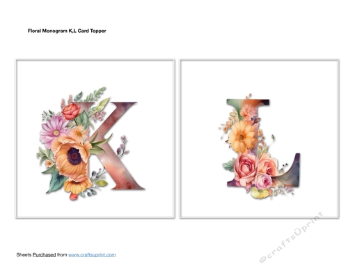 Floral Monogram K,L Card Toppers