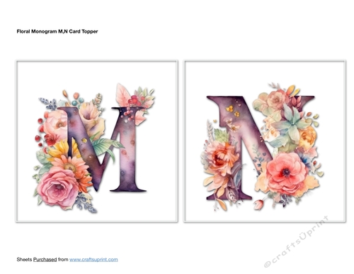 Floral Monogram M,N Card Toppers