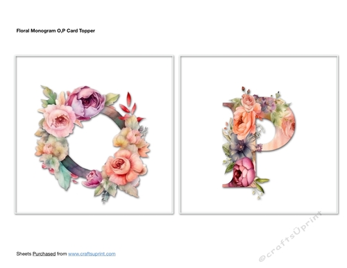 Floral Monogram O,P Card Toppers