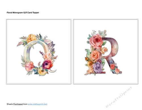 Floral Monogram Q,R Card Toppers