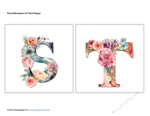 Floral Monogram S,T Card Toppers