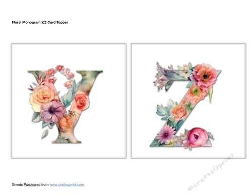 Floral Monogram Y,Z Card Toppers