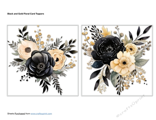 Black and Gold Floral Card Toppers