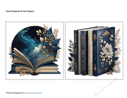 Floral Vintage Book Card Toppers