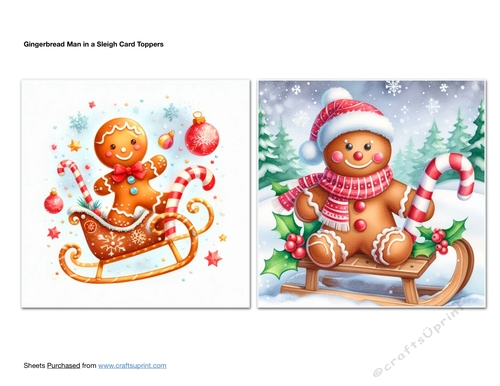 Gingerbread Man in a Sleigh Card Toppers