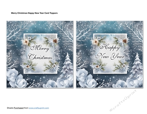 Merry Christmas Happy New Year Card Toppers