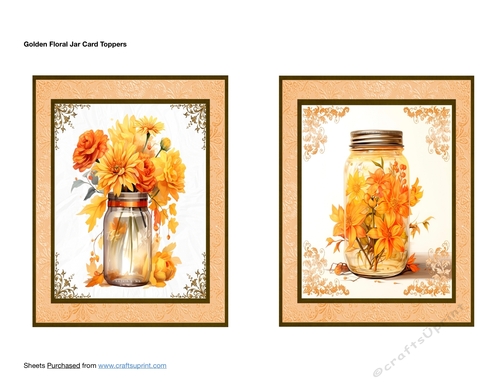 Golden Floral Jar Card Toppers