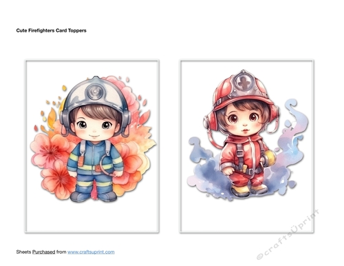 Cute Firefighters Card Toppers
