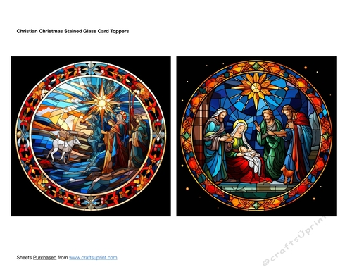 Christian Christmas Stained Glass Card Toppers