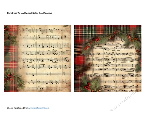 Christmas Tartan Musical Notes Card Toppers