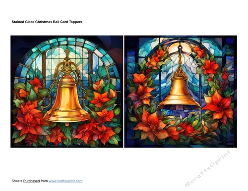 Stained Glass Christmas Bell Card Toppers