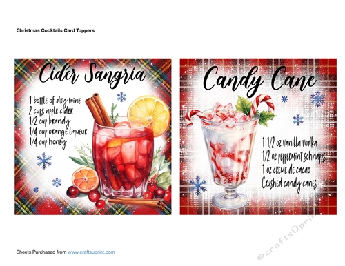 Christmas Cocktails Card Toppers