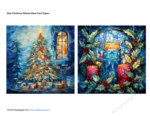 Blue Christmas Stained Glass Card Topper