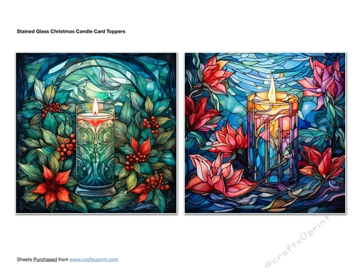 Stained Glass Christmas Candle Card Toppers